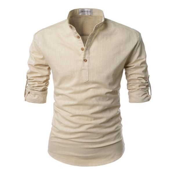 Roman - Solid Color Stand Collar Shirt