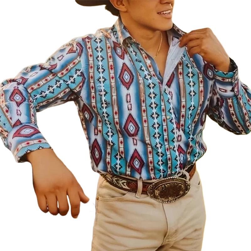 Jasper - Western cowboy striped vacation shirt