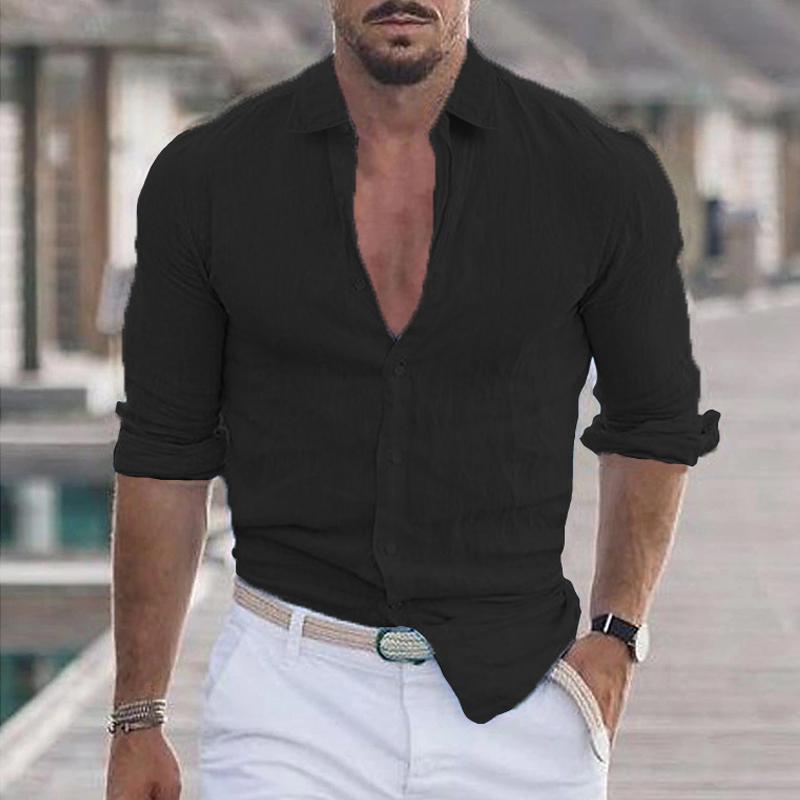 Calvin - Casual solid lapel shirt