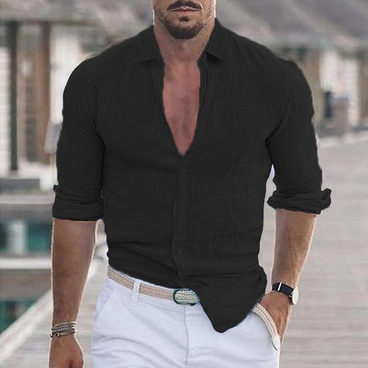 Calvin - Casual solid lapel shirt