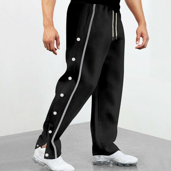 Gavin - Men's Loose Sweatpants with Side Buttons and Elastic Waist