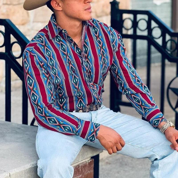 Jasper - Western cowboy striped vacation shirt