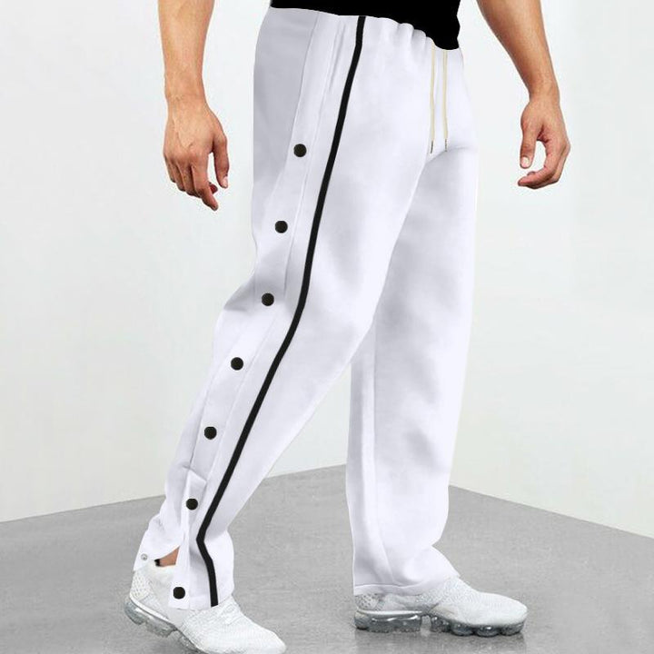 Gavin - Men's Loose Sweatpants with Side Buttons and Elastic Waist
