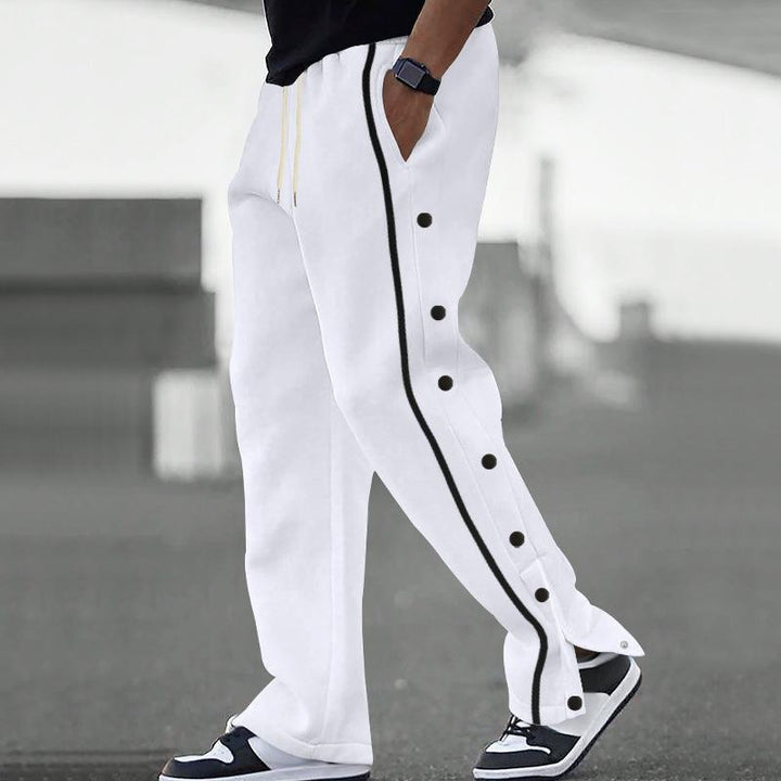Gavin - Men's Loose Sweatpants with Side Buttons and Elastic Waist