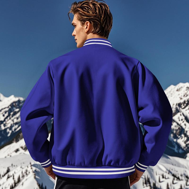 Ernesto - Men's Fleece Baseball Jacket with Stand Collar