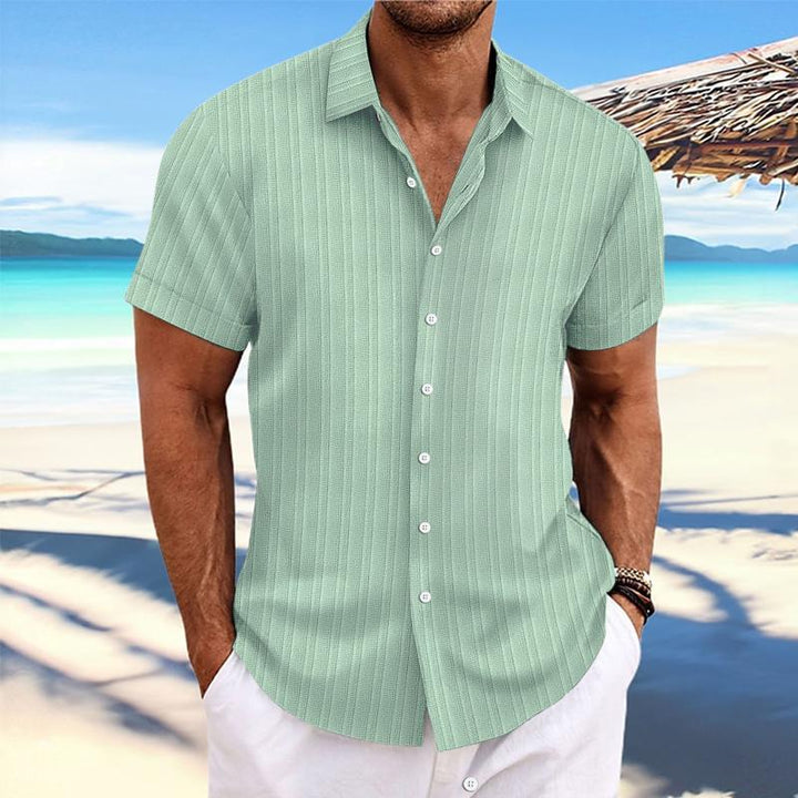 Felix - Cotton linen striped lapel shirt