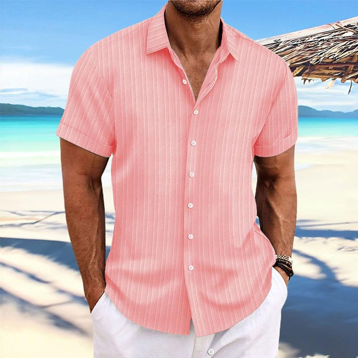 Felix - Cotton linen striped lapel shirt