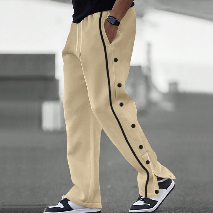 Gavin - Men's Loose Sweatpants with Side Buttons and Elastic Waist