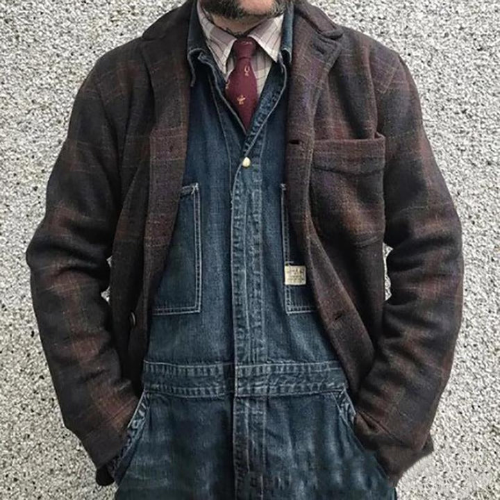 Giuliano - Men's Vintage Plaid Lapel Relaxed Jacket