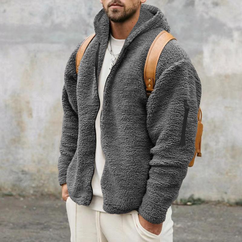 Emiliano - Men's Plain Double Fleece Oversized Hooded Jacket