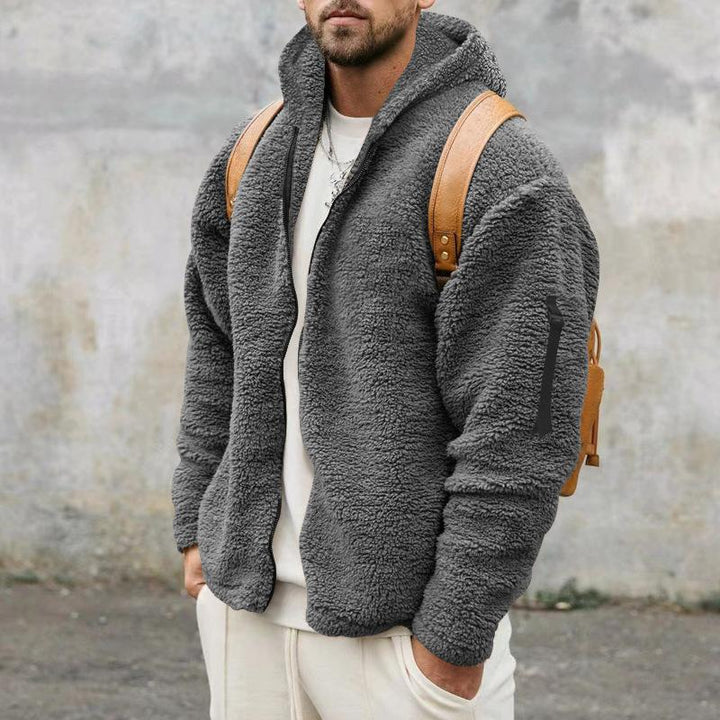 Emiliano - Men's Plain Double Fleece Oversized Hooded Jacket