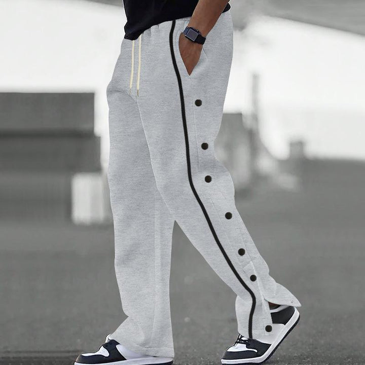 Gavin - Men's Loose Sweatpants with Side Buttons and Elastic Waist