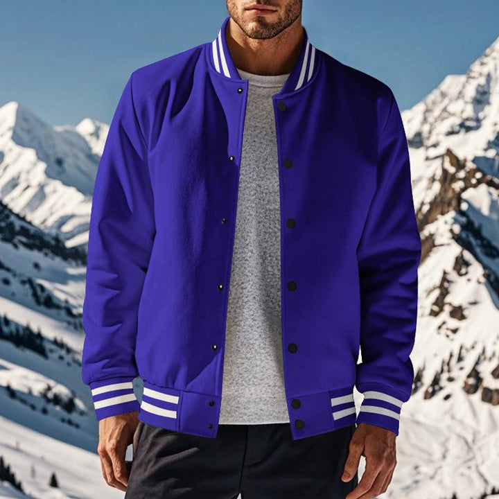 Ernesto - Men's Fleece Baseball Jacket with Stand Collar