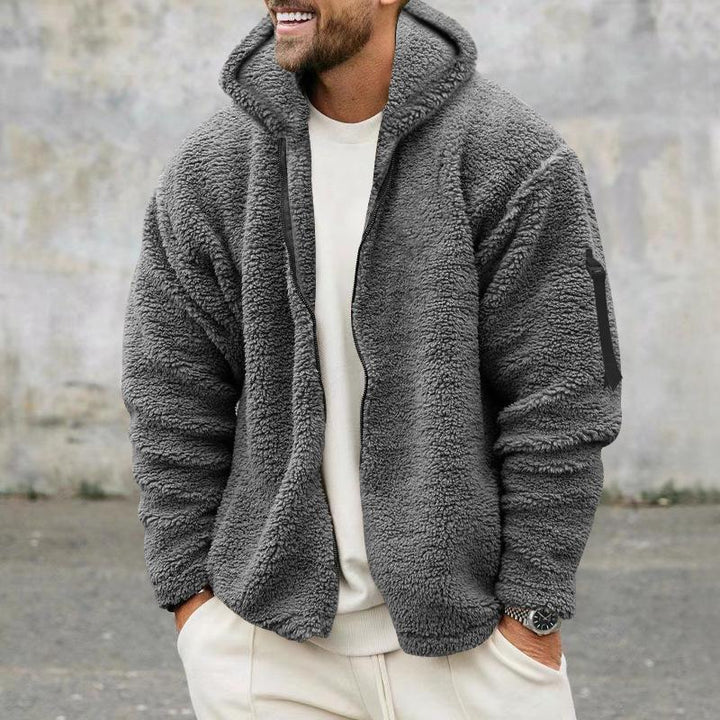 Emiliano - Men's Plain Double Fleece Oversized Hooded Jacket
