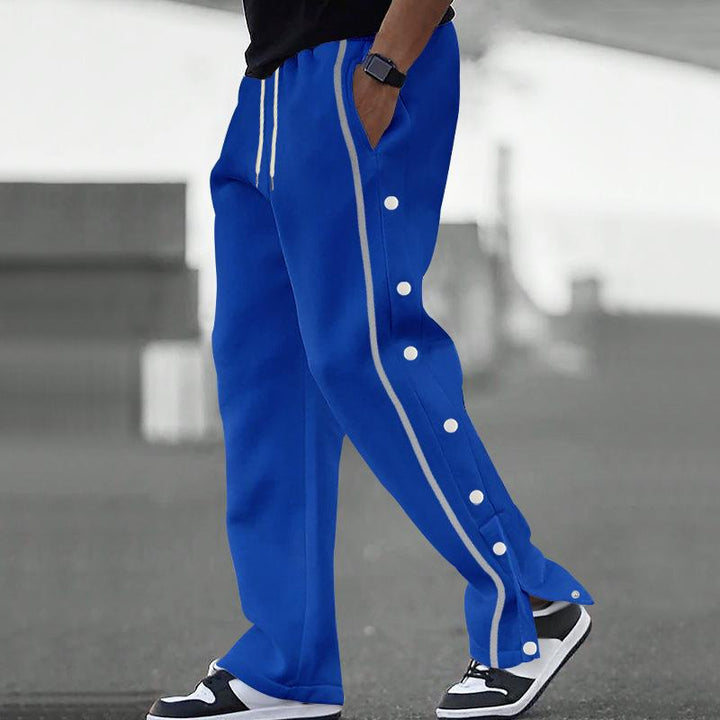 Gavin - Men's Loose Sweatpants with Side Buttons and Elastic Waist