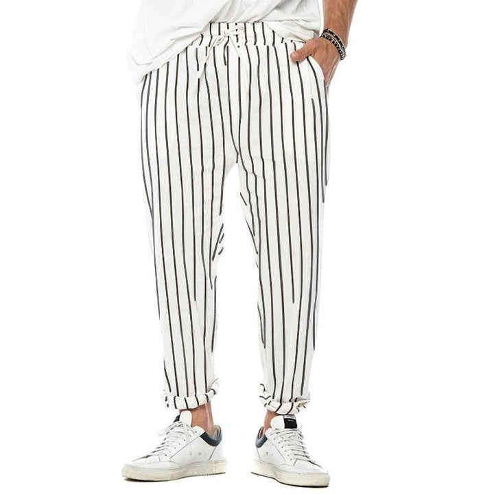 Isaac - Men's Casual Loose Fit Vertical Striped Cotton-Linen Pants