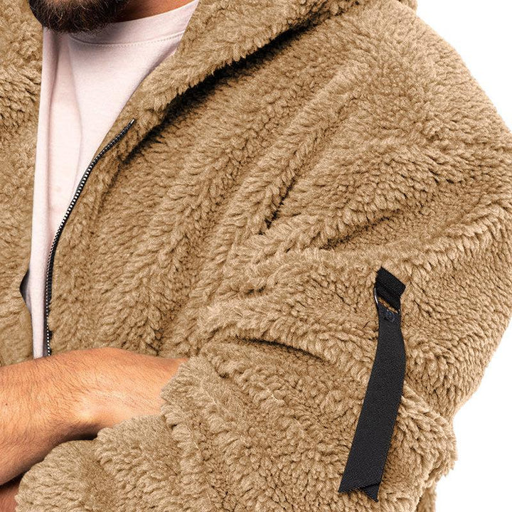 Emiliano - Men's Plain Double Fleece Oversized Hooded Jacket