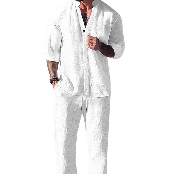 Jagger - Men's Relaxed Fit Solid Half Sleeve Shirt and Pants Set