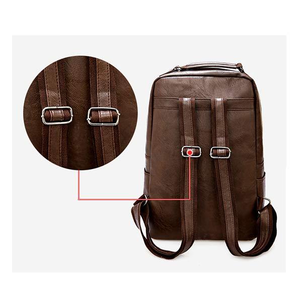 Lennox - Retro leather backpack with zipper flap