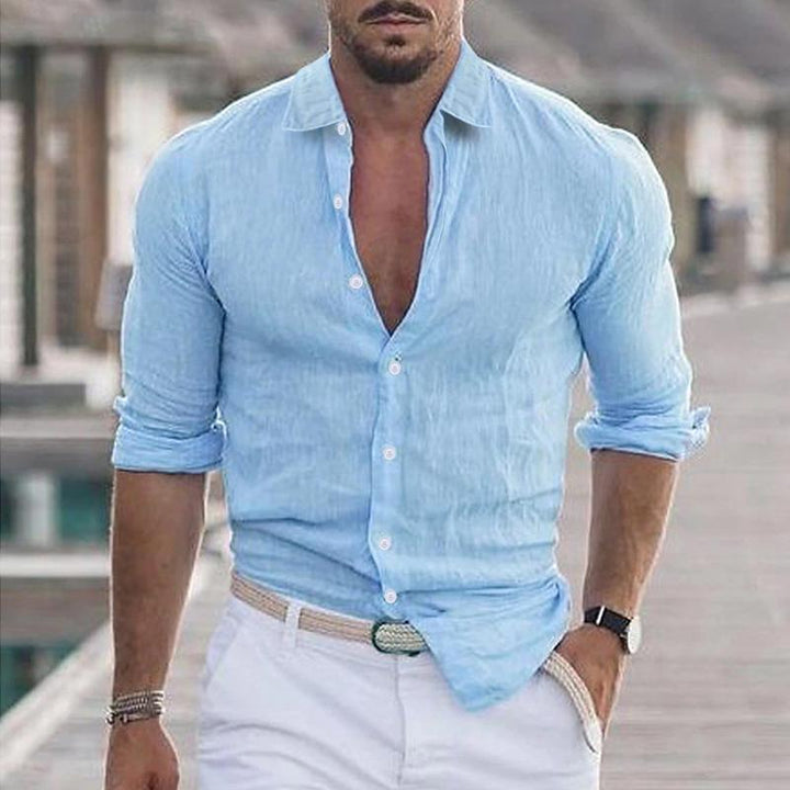Calvin - Casual solid lapel shirt