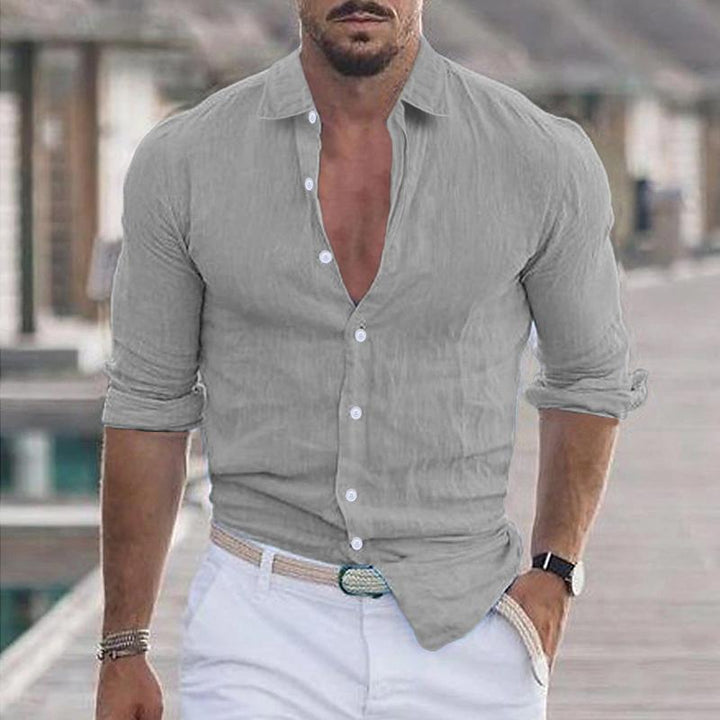 Calvin - Casual solid lapel shirt