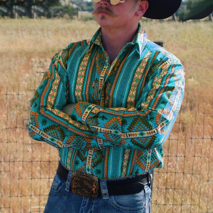Jasper - Western cowboy striped vacation shirt