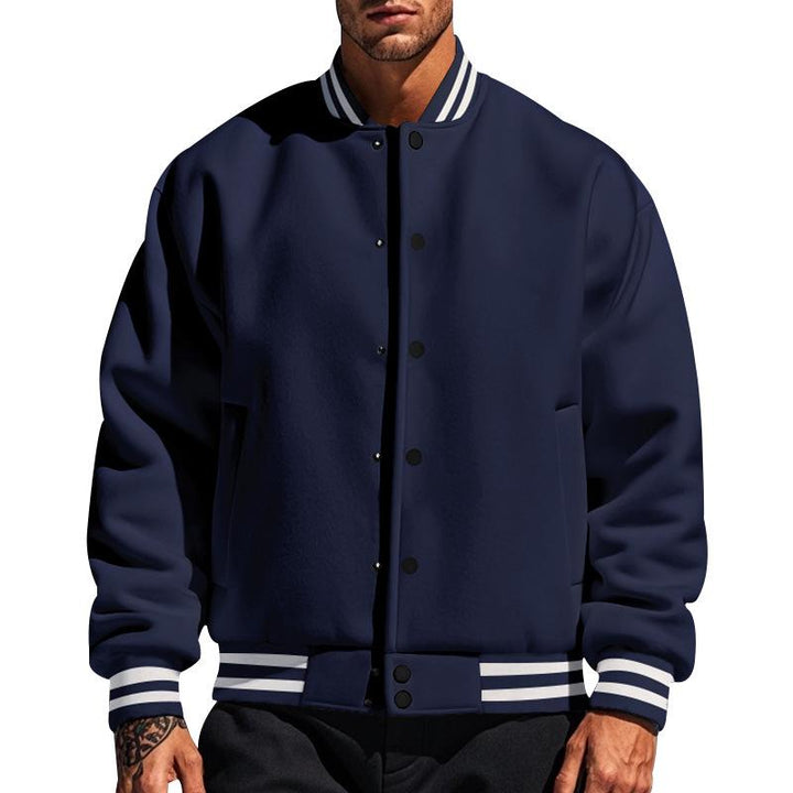 Ernesto - Men's Fleece Baseball Jacket with Stand Collar