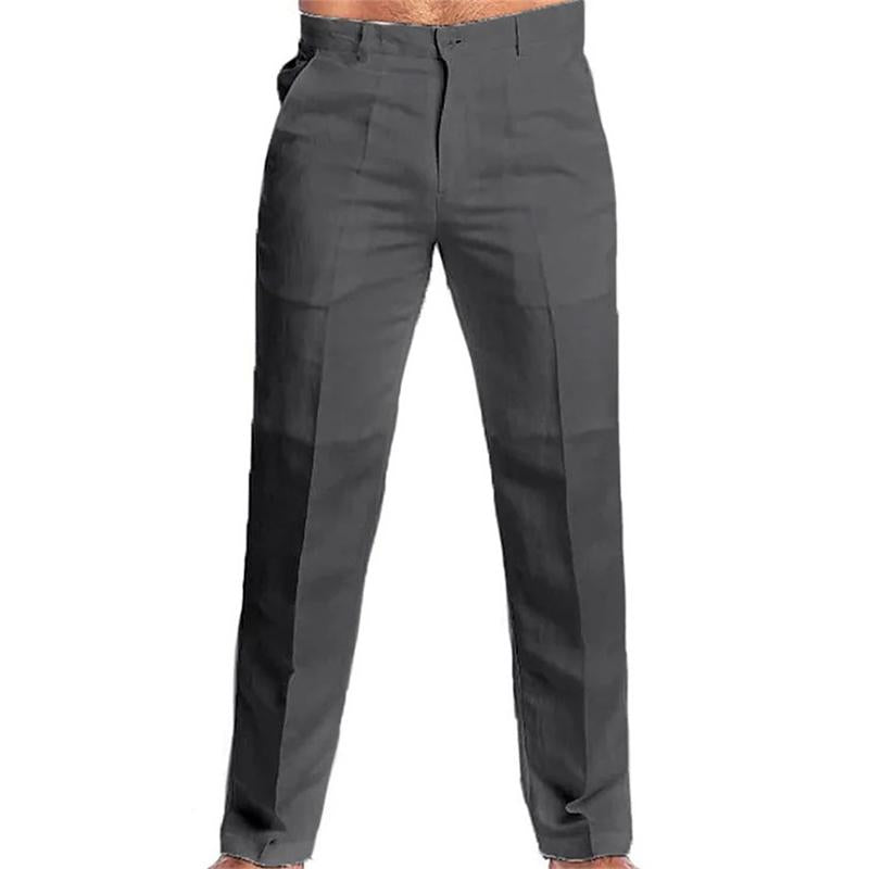 Samuel - Casual solid linen blend pants