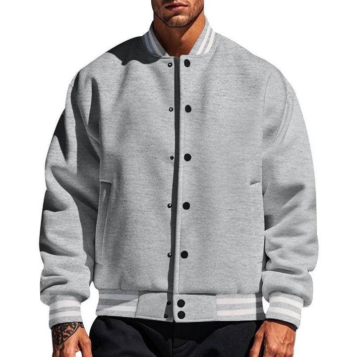 Ernesto - Men's Fleece Baseball Jacket with Stand Collar