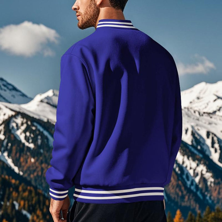 Ernesto - Men's Fleece Baseball Jacket with Stand Collar