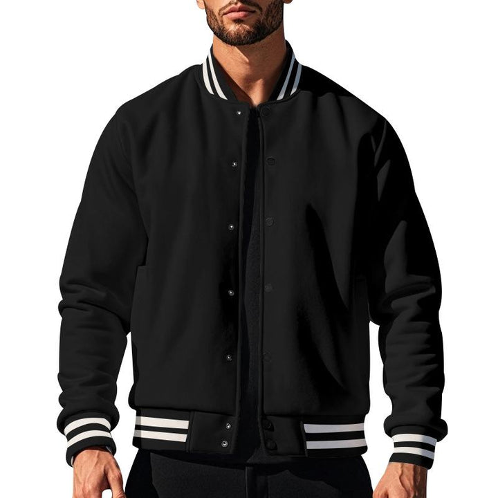 Ernesto - Men's Fleece Baseball Jacket with Stand Collar