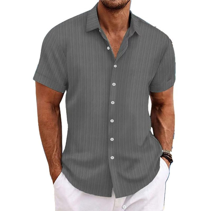 Felix - Cotton linen striped lapel shirt