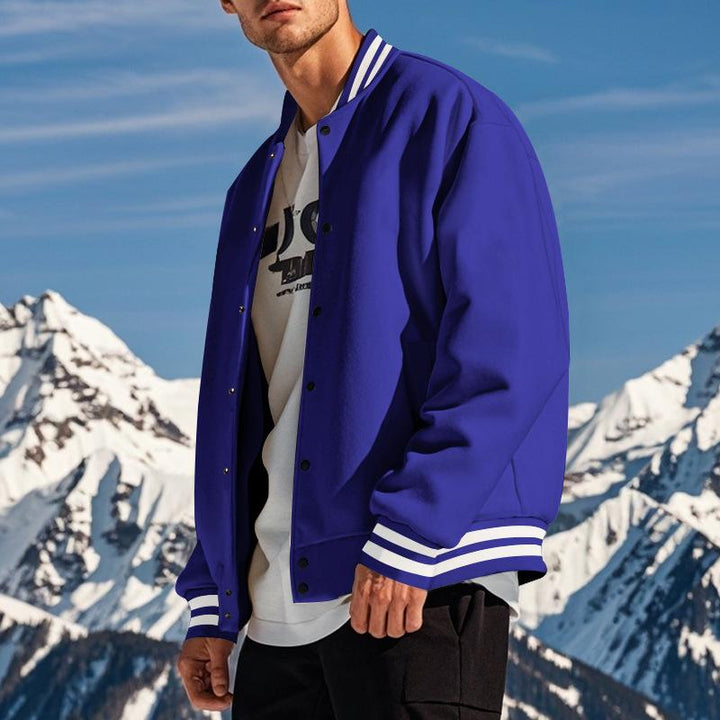 Ernesto - Men's Fleece Baseball Jacket with Stand Collar