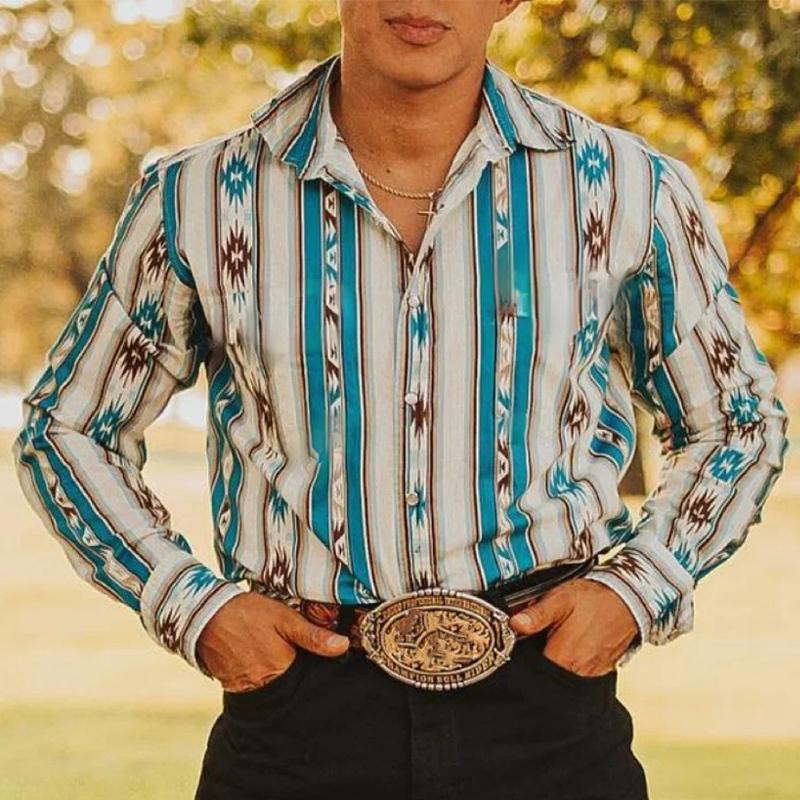Jasper - Western cowboy striped vacation shirt