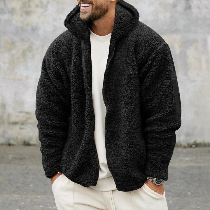 Emiliano - Men's Plain Double Fleece Oversized Hooded Jacket