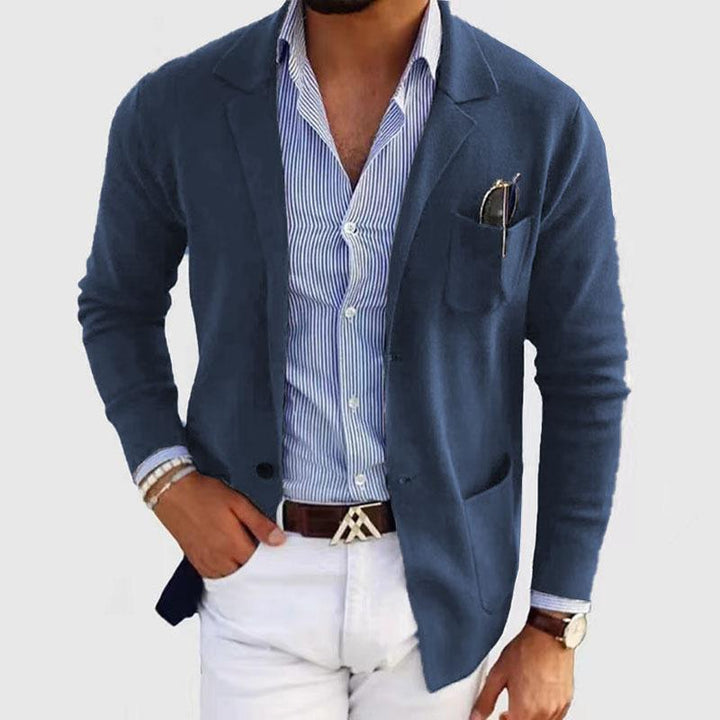 Cristian - Casual notch lapel single-breasted slim-fit knitted blazer