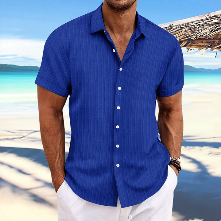 Felix - Cotton linen striped lapel shirt