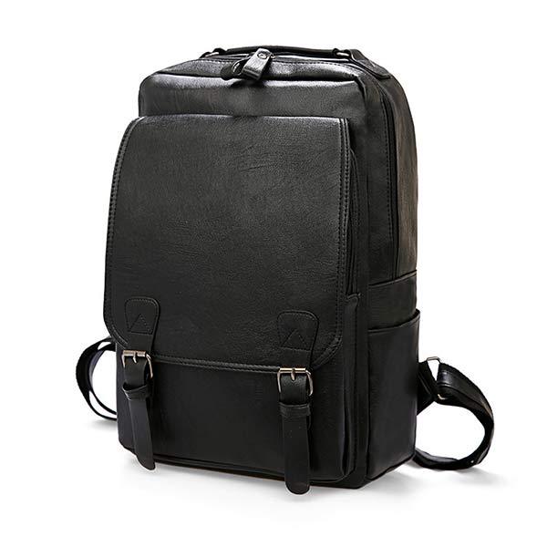 Lennox - Retro leather backpack with zipper flap