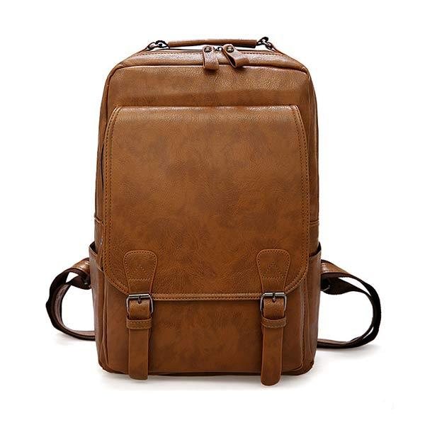 Lennox - Retro leather backpack with zipper flap