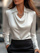 Women’s Elegant Draped Blouse | Long Sleeve