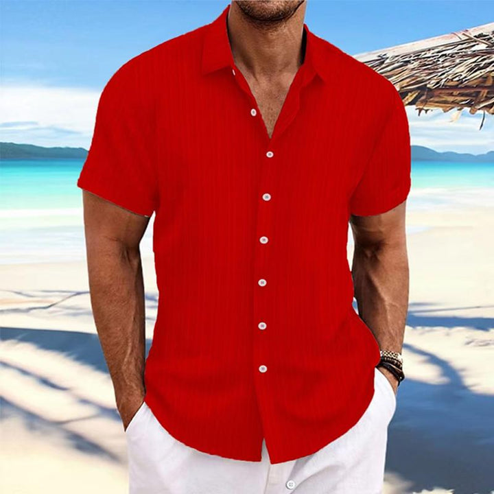 Felix - Cotton linen striped lapel shirt
