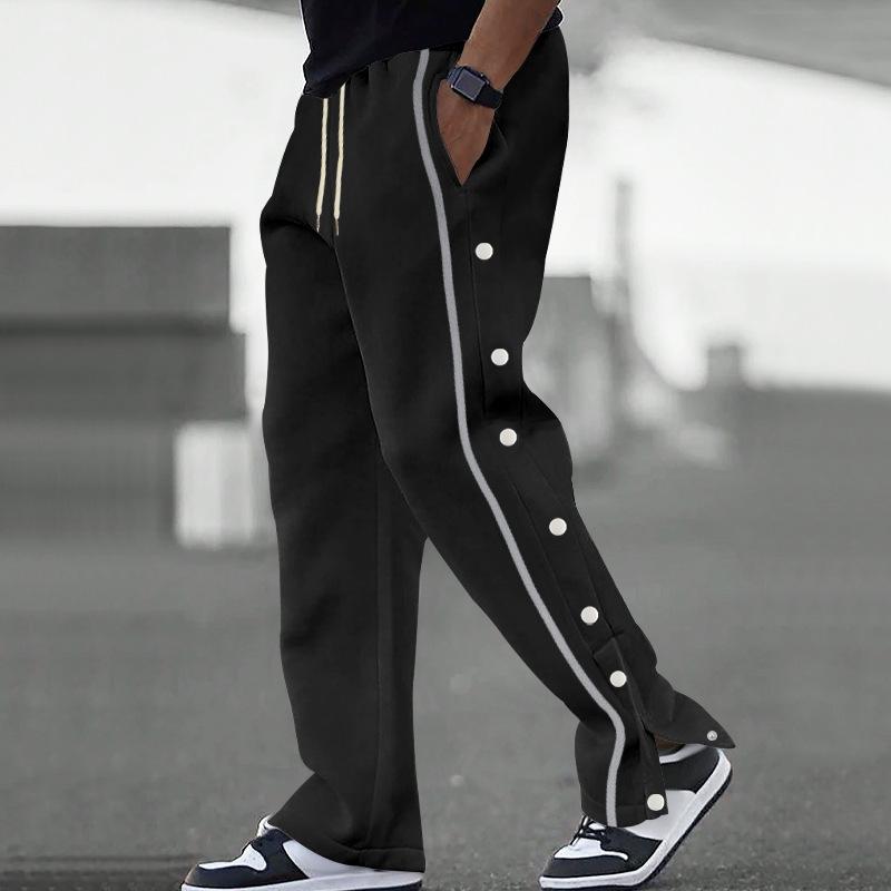 Gavin - Men's Loose Sweatpants with Side Buttons and Elastic Waist