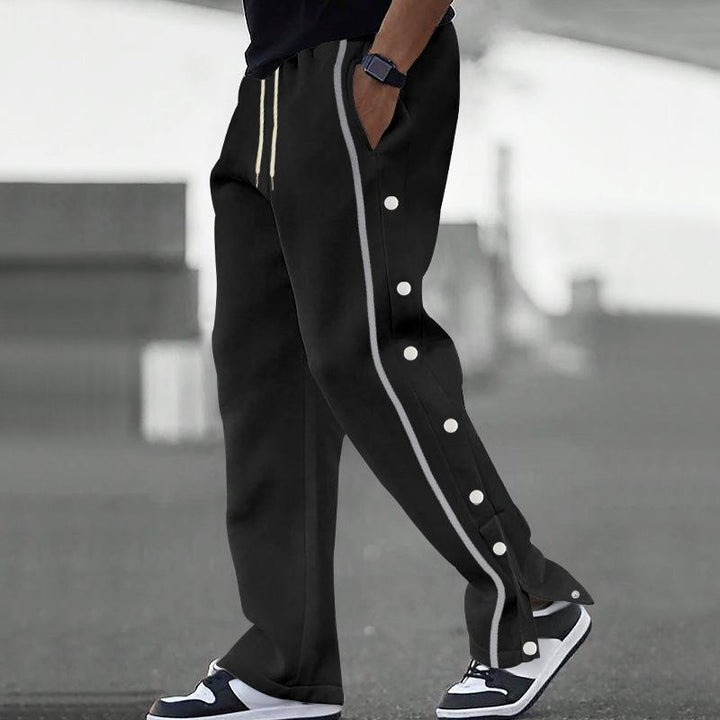 Gavin - Men's Loose Sweatpants with Side Buttons and Elastic Waist