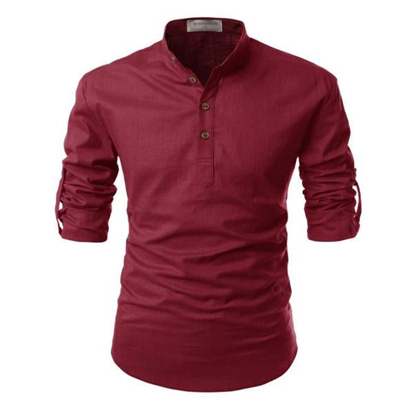 Roman - Solid Color Stand Collar Shirt