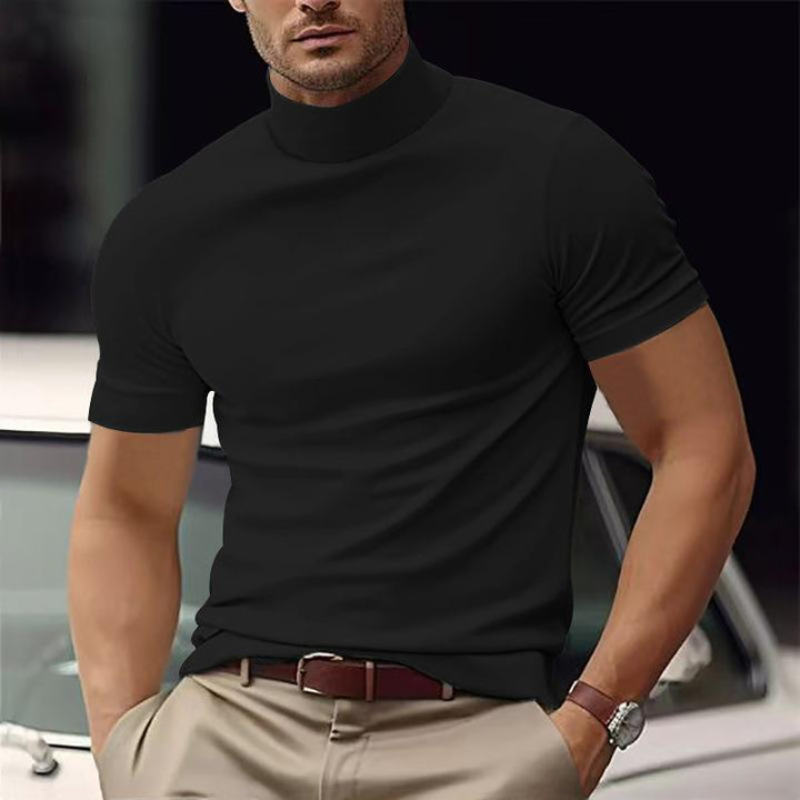 Charles - Solid Color Half Turtle Neck T-Shirt