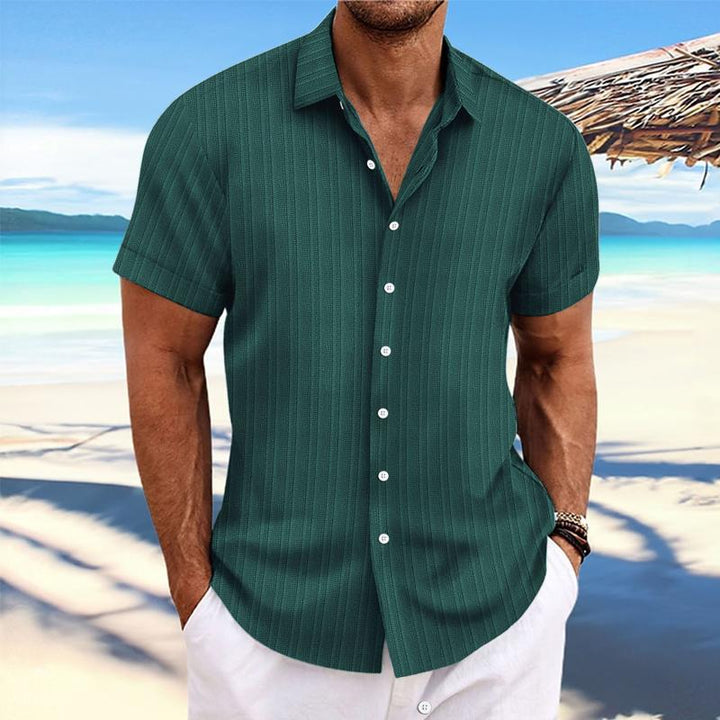 Felix - Cotton linen striped lapel shirt