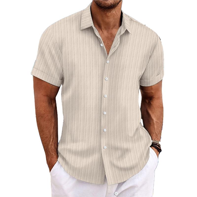 Felix - Cotton linen striped lapel shirt