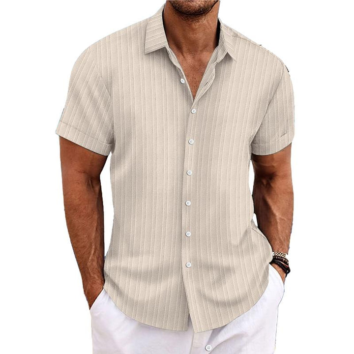 Felix - Cotton linen striped lapel shirt