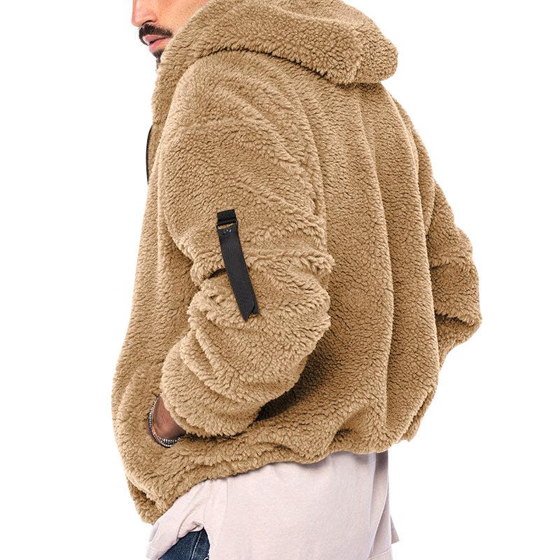 Emiliano - Men's Plain Double Fleece Oversized Hooded Jacket