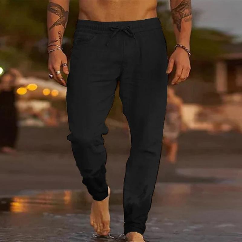 Alex - Men's Relaxed Fit Solid Color Drawstring Beach Pants